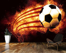 Custom papel DE parede Football fire flame for children room boys and girls bedroom wall wallpaper, elders' room, paper back vinyl wallpapers, for kids, infantil Football 2024 - buy cheap