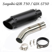 Слип Для Suzuki GSR750 GSXS750, глушитель выхлопной трубы для мотоцикла с наконечником из нержавеющей стали, черный, средней длины 2024 - купить недорого