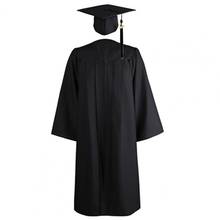 Graduation Gown Solid Color Zipper Closure Unisex V Neck Pleated Robe Hat Set for School 2024 - buy cheap
