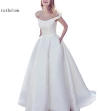Vestido De Novia De satén con hombros descubiertos, elegante marfil blanco, para boda, 2020 2024 - compra barato