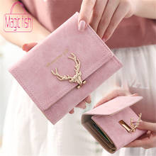 Magic Fish Latest Christmas Deer Hasp Women Leather Wallet Vintage Tri-Folds Luxury Cash Coin Purse Girl Small Wallet Clutch 2024 - buy cheap