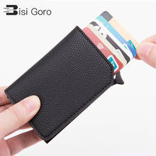 BISI GORO 2021 Anti-theft Credit Card Holder Carbon Fiber RFID Pop-up Clutch Smart Card Wallet Multi Men and Women Unisex Case 2024 - buy cheap