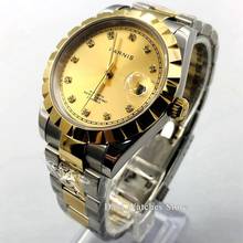 Parnis novo relógio 39mm ouro caso safira cristal relógio masculino dial data 21 jóias miyota movimento automático relógio de pulso 2024 - compre barato