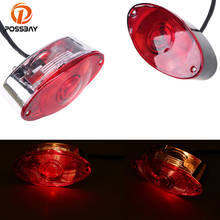 Possbay-luz de freio oval 12v para moto, universal, luz led, lâmpada traseira, auxiliar, luz vermelha traseira, para honda dio, yamaha, y1, cafe racer 2024 - compre barato