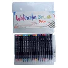 Conjunto de canetas de pincel macio e premium, 20 cores, aquarela, marcadores, efeitos, melhor para livros de colorir, caligrafia manga, quadrinhos pxpa 2024 - compre barato