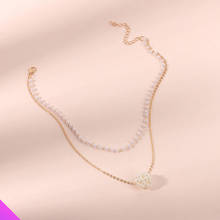 Оптовая продажа, двойное ожерелье с жемчужной подвеской 10 дюймов, Женская милая романтическая мода 2021, новый продукт 2024 - купить недорого
