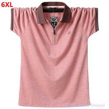 Newly big size t-shirt men loose young polo shirt extra large fat guy zipper lapel T-shirt streetwear polo shirt men 6xl 2024 - buy cheap