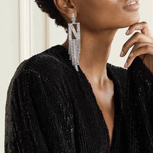 Luxury Shiny Rhinestone Gem Tassel Dangle Earings for Women Fashion Jewelry Party Dress Long Statement Earrings Accessories 2024 - buy cheap