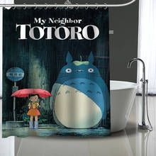 Totoro-cortina de baño de poliéster con patrón personalizado, visillo de ducha impermeable, bricolaje, pantalla impresa 2024 - compra barato