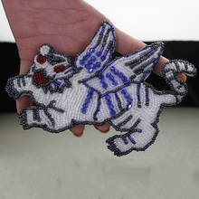 Alta bordada artesanal de contas pequeno tigre voador aplique de costura em remendos da camisa bolsa jaqueta emblemas para roupas 2024 - compre barato