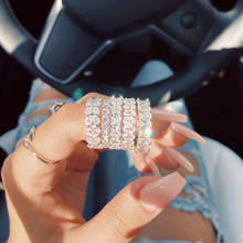 Новое модное обручальное кольцо с кристаллами, Лидер продаж, женское элегантное кольцо с белым кубическим цирконием класса ААА, женское свадебное ювелирное изделие, подарок 2024 - купить недорого