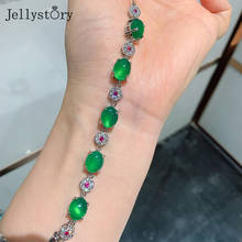 Jellystory trendy 925 sterling silver bracelet emerald green gemstone Bracelet for women wedding party jewelry gifts wholesale 2024 - buy cheap