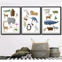 Póster de abecedario de animales ABC, arte de pared para guardería, pintura en lienzo, carteles educativos preescolares, imágenes de pared para decoración de habitación de niños 2024 - compra barato