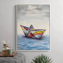 Posters and Prints Graffiti Art Paper Origami Boat Oil Canvas Painting on The Wall Art Pictures for Living Room Cuadros No Frame 2024 - buy cheap