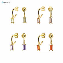 Kikichicc 925 Sterling Silver Multi Green Gold Circle Earring Small Open Hoops Mini Dangle Charm Crystal Earring Jewelry 2024 - buy cheap