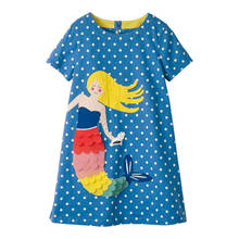Girls summer dot dress Kids Mermaid short sleeve dress Children Boutique Princess Dress Cute Baby clothing DR19072 2024 - buy cheap