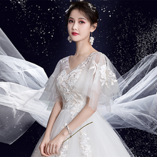 Vestido de novia blanco con mangas bordadas, ropa de novia de estilo coreano, para embarazadas, nuevo 2024 - compra barato