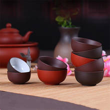 Xícara de chá pu'er de barro roxo 6 embutido, xícara de chá yixing artesanal, xícara de chá chinês, xícara de água para presente 2024 - compre barato