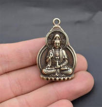 COPPER STATUE Collectable Chinese Brass Carved Kwan-yin Guanyin Bodhisattva Buddha Exquisite Small Pendant Statues 2024 - buy cheap