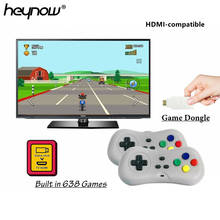 HEYNOW-Mini consola de videojuegos 4K HD para TV, mando inalámbrico Dual de 2,4G, Dongle de juego integrado, reproductor de juegos Retro, 638 juegos 2024 - compra barato
