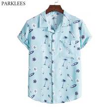 Fashion Coconut Tree Print Hawaiian Shirt for Men Short Sleeve Fashion Summer Beach Wear Casual Holiday Vacation Clothing M-3XL 2024 - buy cheap