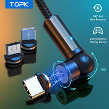 Topk am68 540 girar magnético micro usb tipo c cabo do telefone móvel cabos de carregamento rápido carga rápida para iphone mi carregador 2024 - compre barato