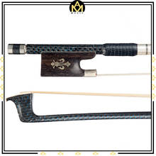 Master 4/4 Violin Fiddle Bow Blue & Silver-braided Carbon Fiber Bow W/ Ebony Fleur-de-Lis Frog White Horsehair Well Balanced 2024 - buy cheap