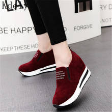 Plus Size 41 Flock New High Heel Lady Casual Black/Red Women Sneakers Leisure Platform Shoes Breathable Height Increasing Shoes 2024 - buy cheap