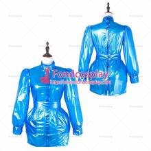 Fondcosplay adulto sexy cruz vestir sissy maid curto azul claro pvc vestido com fechadura uniforme cosplay traje sob medida [g2229] 2024 - compre barato