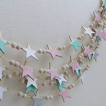 Girl Baby Room Wall Hanging Decorations Nordic Wooden Beads Stars Hanging Banners Children's Room Fashion Soft Furnishing 2024 - buy cheap