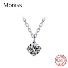 Modian Classic Clear CZ Zircon Round Pendants Necklace For Women 100% 925 Sterling Silver Fashion 1.5CT Crystal Jewelry Gift 2024 - buy cheap