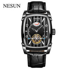 Top Brand Nesun Men Skeleton Automatic Business Wristwatches Rectangle New Mechanical Hollow Out Power Display Male Gift Clock 2024 - buy cheap