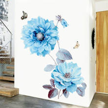 Бабочка Синий цветок наклейки на стену для гостиной настенные наклейки для детской комнаты фрески украшения для дома Декор Фреска 2024 - купить недорого
