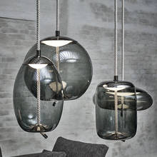 Luminária pendente de metal, moderna, led, ferro forjado, vidro, bola de latão, haste, lâmpada para sala de estar, cafeteira, cozinha, iluminação nórdica 2024 - compre barato