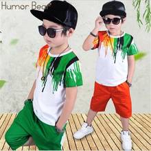 Humor Bear Boys Clothing Set Baby Boy Clothes New Summer Kids Clothing Sets Stripe Colorful T-Shirt + Pants 2Pcs Boys Suit 2024 - buy cheap