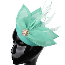Imitação de cabelo sinamay verde-esmeralda, chapéus fascinator, chapéu de coquetel, chapéu de casamento, acessórios de cabelo, novidade 2024 - compre barato