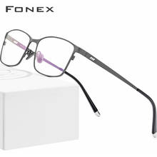 FONEX óculos de titânio puro quadro masculino masculino clássico óculos de prescrição óptica completa quadros gafas oculos 8505 2024 - compre barato