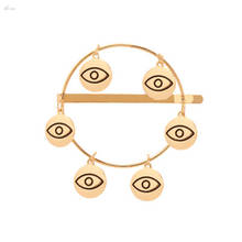 2019 New Evil Eye Pendant Hairpins Geometric Round Metal Gold Color Hair Clips for Women Fashion Barrettes Hair Accessories 2024 - buy cheap
