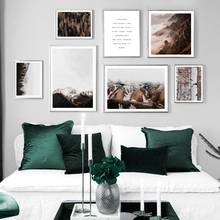 Pintura em tela, arte e cópias de parede para decoração de sala de estar, montanha, floresta, árvore, plantas, citações, arte da parede 2024 - compre barato