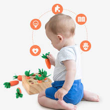Baby Montessori Toys Wooden Block Set Pulling Carrot Ability Alpinia Shape Matching Size Cognition Educational Toy For Children 2024 - buy cheap