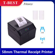 Desktop 58mm Thermal Receipt Printer Wired Barcode Printer USB BT Connection with 2 Rolls Paper Inside Support ESC/POS Command 2024 - buy cheap