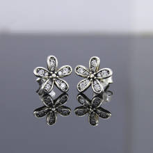 Free Shipping Real 925 Sterling Silver Earring Shining Daisy White Stone Earrings For Women Wedding Gift Fashion Jewelry 2024 - buy cheap