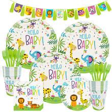 Jungle Party Decoration Animal Disposable Tableware Set Lion Giraffe Safari Zoo Kids Birthday Party Decor Baby Shower Supplies 2024 - buy cheap