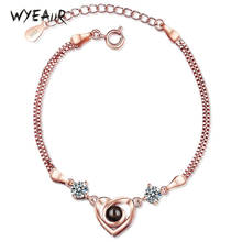 WYEAIIR 100 Languages I Love You Visible Silver Color Female Lovely Heart Resizable Bracelets 2024 - buy cheap