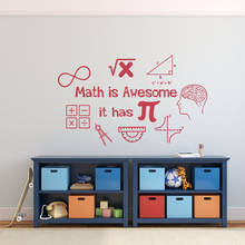 Makeyes Math Is Awesome Wall Decals Vinyl Math Classroom Art Design Wall Sticker Home Teath Gift Wallpaper Head Mathematics Q594 2024 - buy cheap