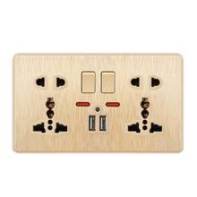 Multifunction UK 13A Wall Socket Push Button 2.1A Double USB Charging Ports 2024 - buy cheap