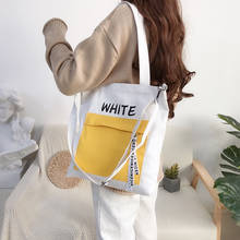 Korean canvas bag female shoulders Student cloth bag literary style Joker shoulder bag letter simple Messenger bag Casual Tote 2024 - buy cheap