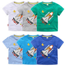 2021 летняя одежда хлопковые футболки для мальчиков и девочек с рисунком ракеты забавные детские футболки с короткими рукавами Ulzzang, уличная одежда 2024 - купить недорого