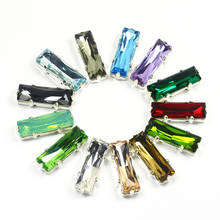 Retângulo alta qualidade k9 cristal de vidro costura em strass com garra de prata artesanato pedras de glitter para acessórios de roupas 2024 - compre barato