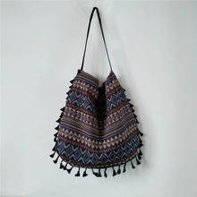 Vintage Bohemian Tassel Shoulder Bag Women Nation Style Fringed Stripe Large Capacity Female Handbags Bag 2024 - buy cheap